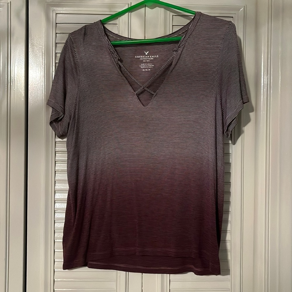 Medium American Eagle Stripped Crisscross Shirt
